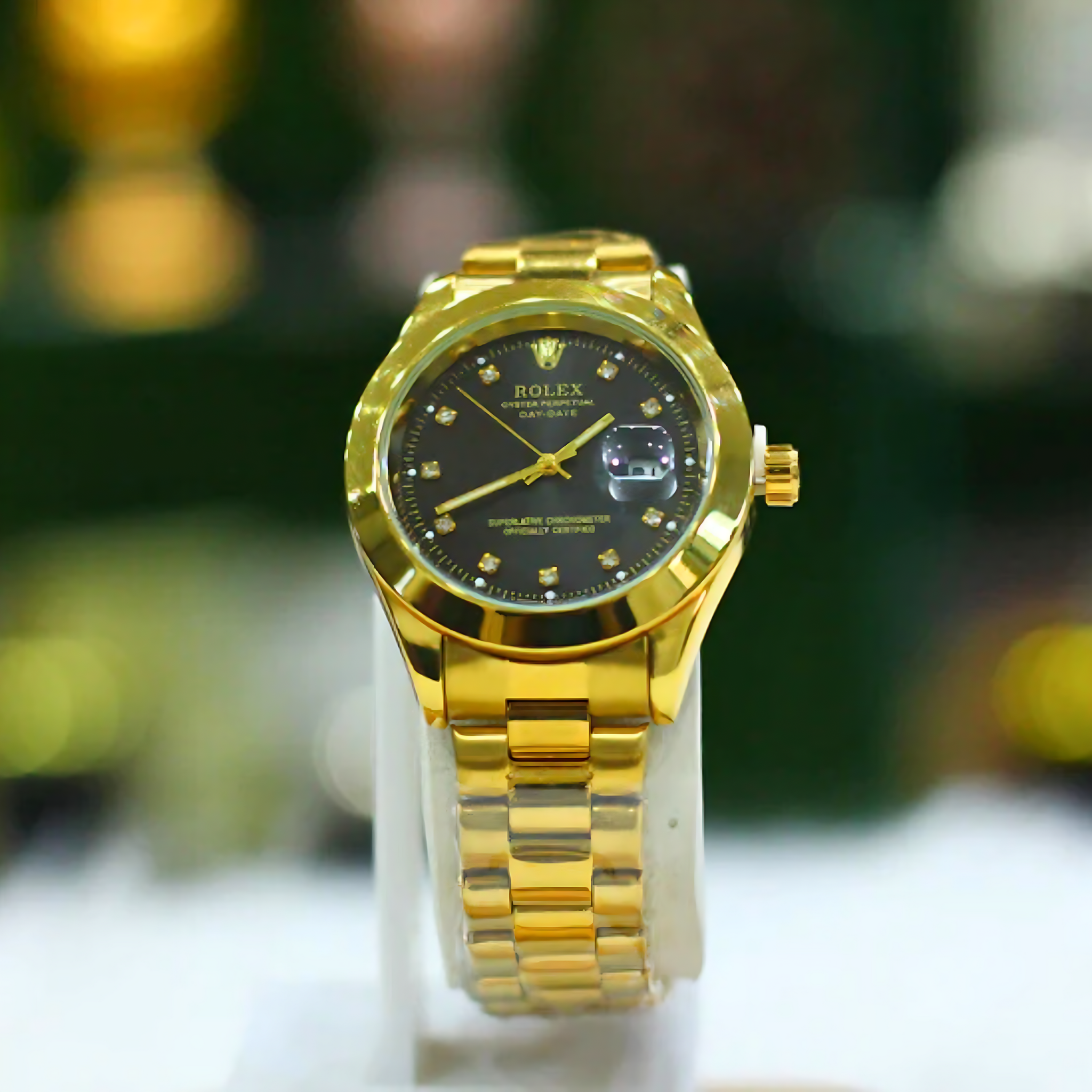 RLX Stainless Steel Date Watch – Golden Black