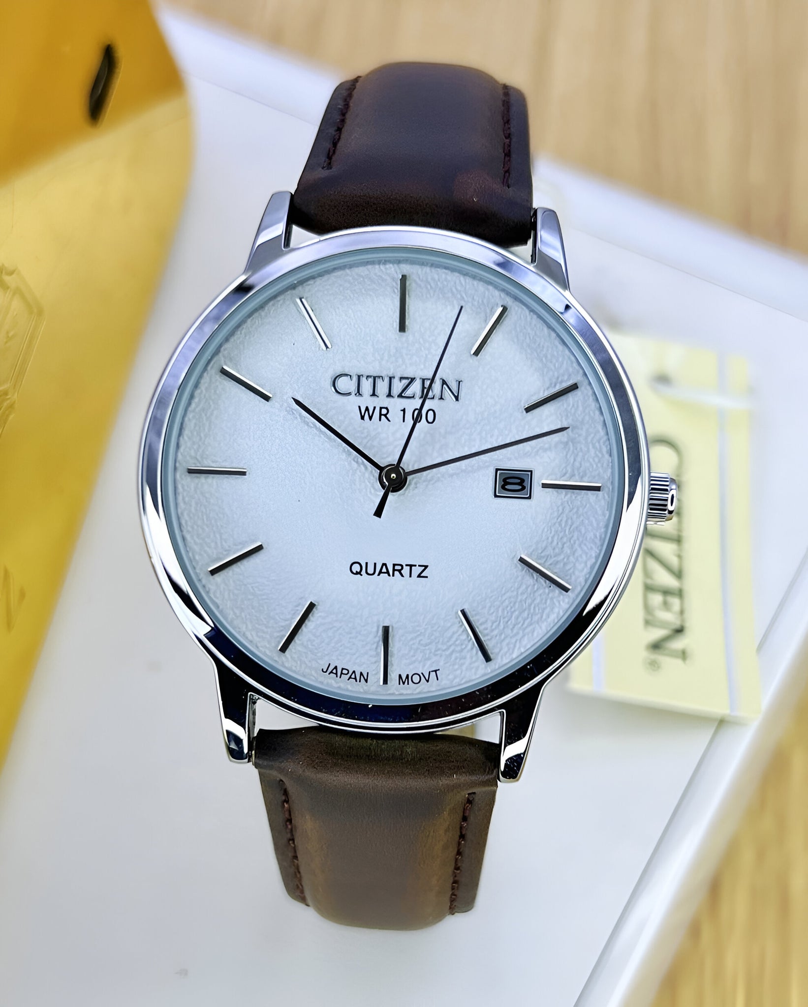 Citizen WR 100 Ultra-Slim Leather Strap Watch