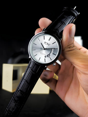 K-1001 | Silver Dial with Black Strap Watch